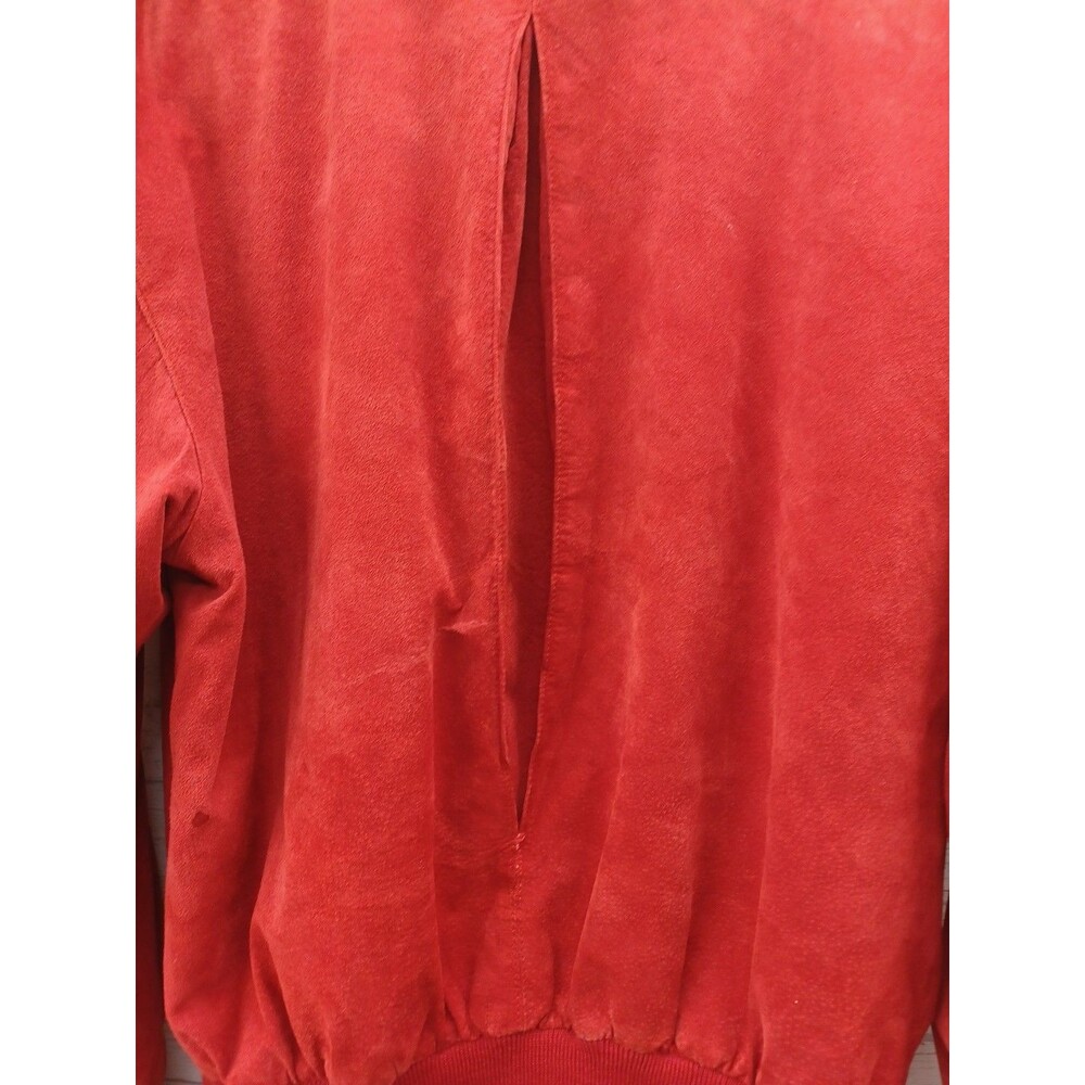 Vintage MARK SHALE Genuine Suede Leather Jacket Red Full Zip Sz 10 - Picture 4 of 7